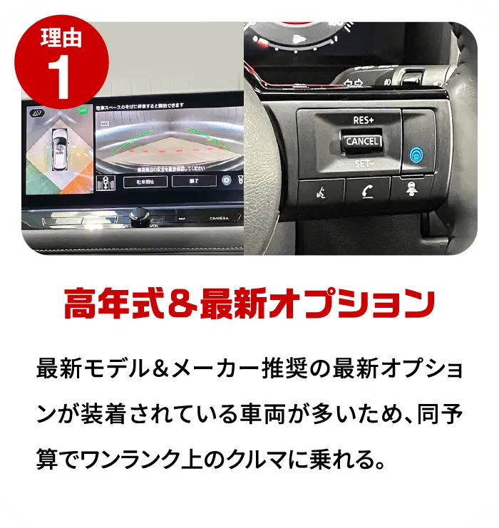 高年式＆最新オプションの内容